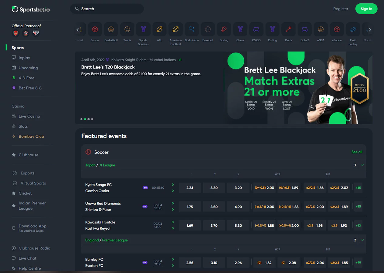 Sportsbet.io homepage