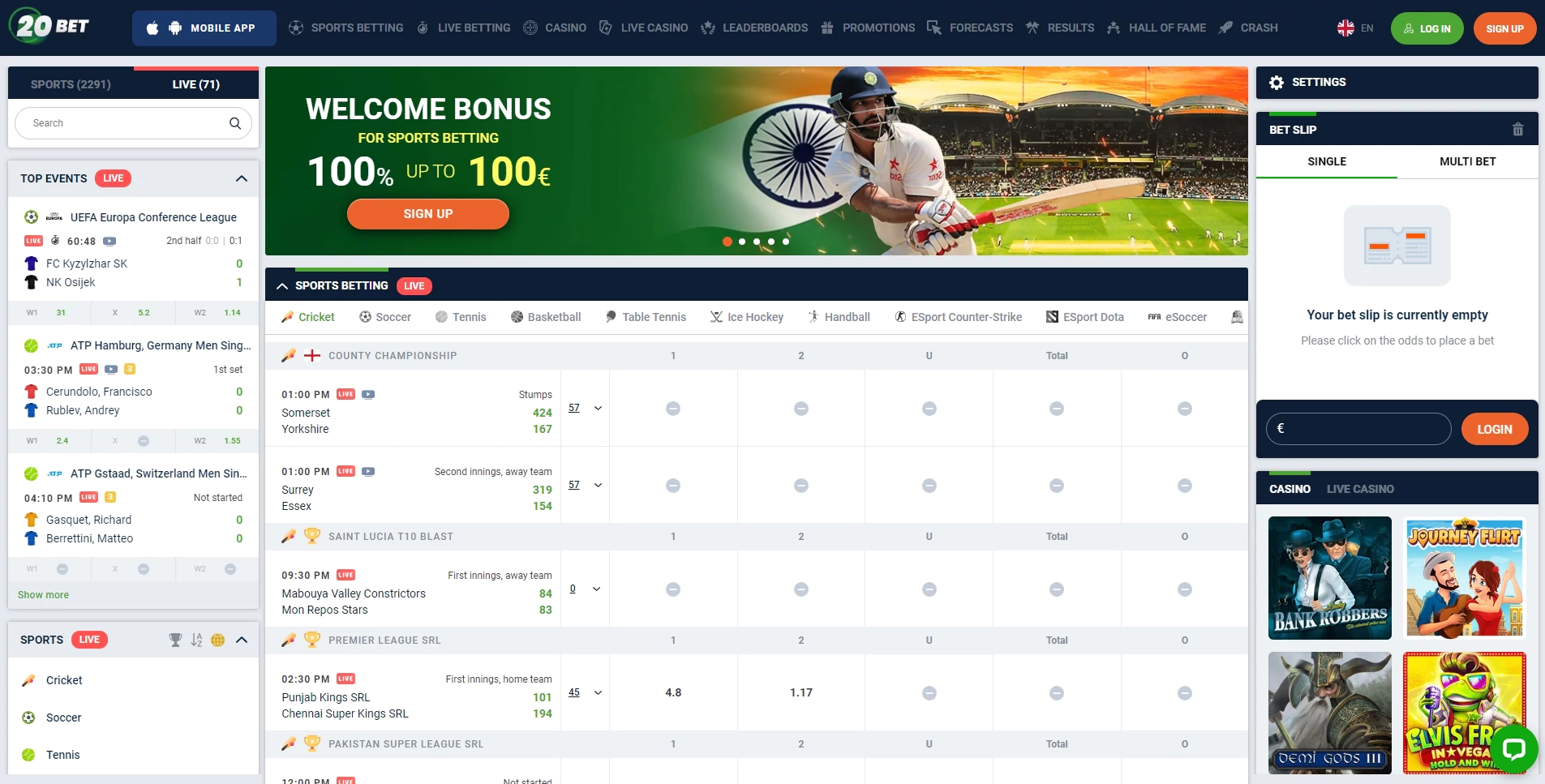 20bet homepage