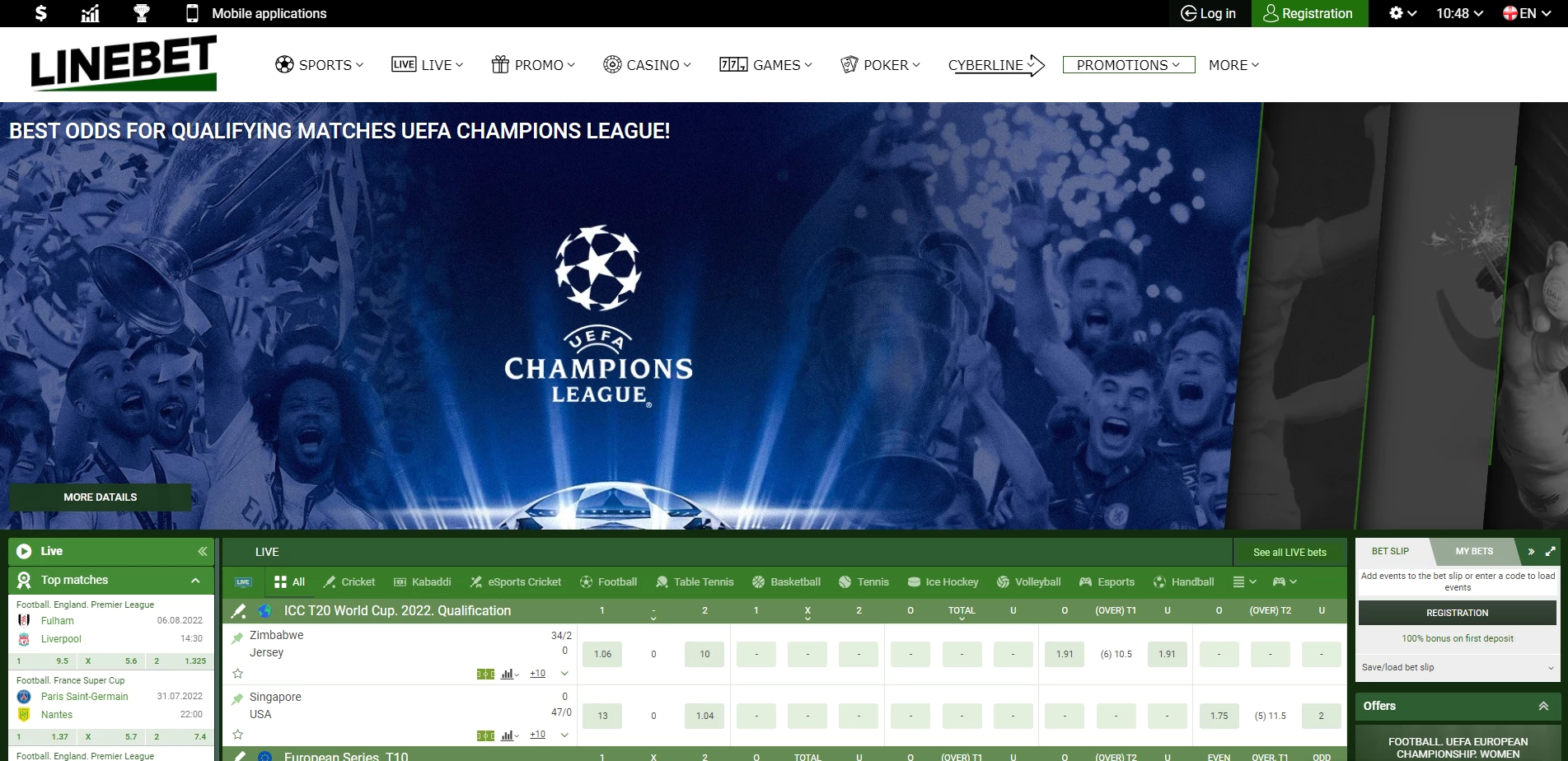 Linebet homepage