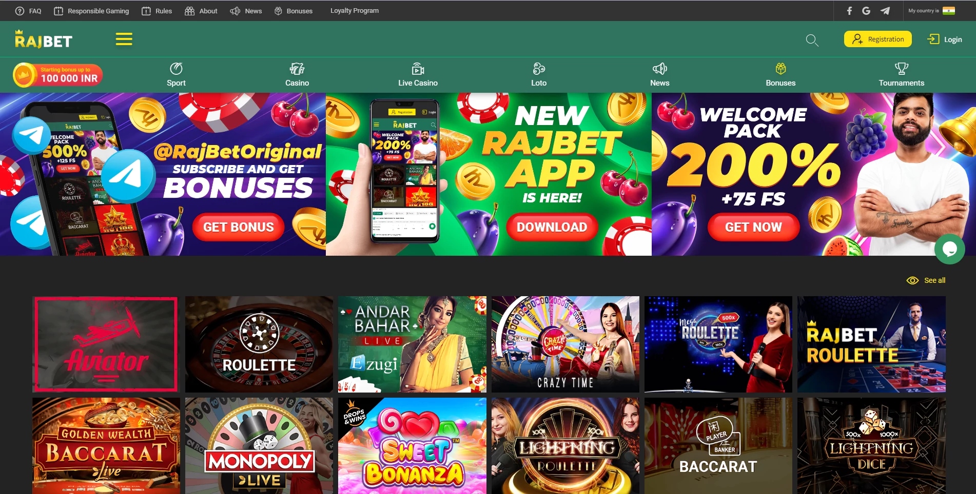Rajbet homepage