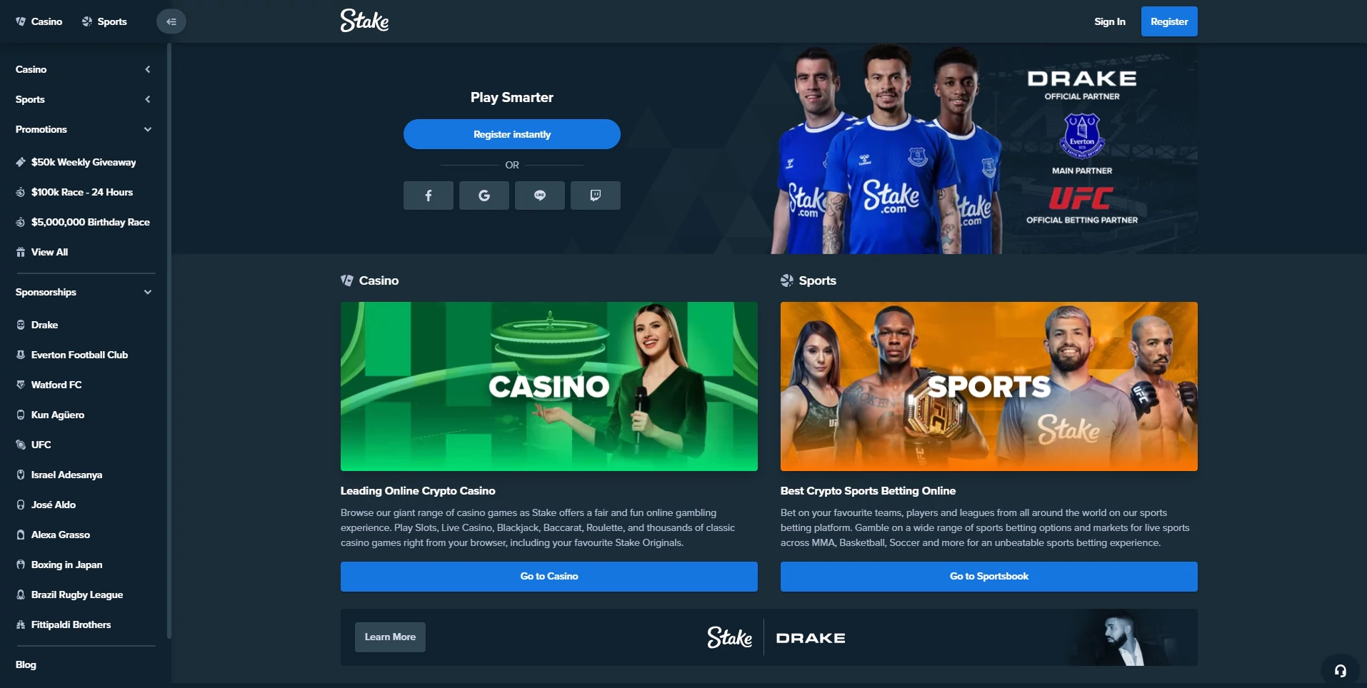 Stake Homepage