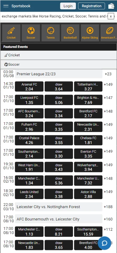 Sportsbook interface